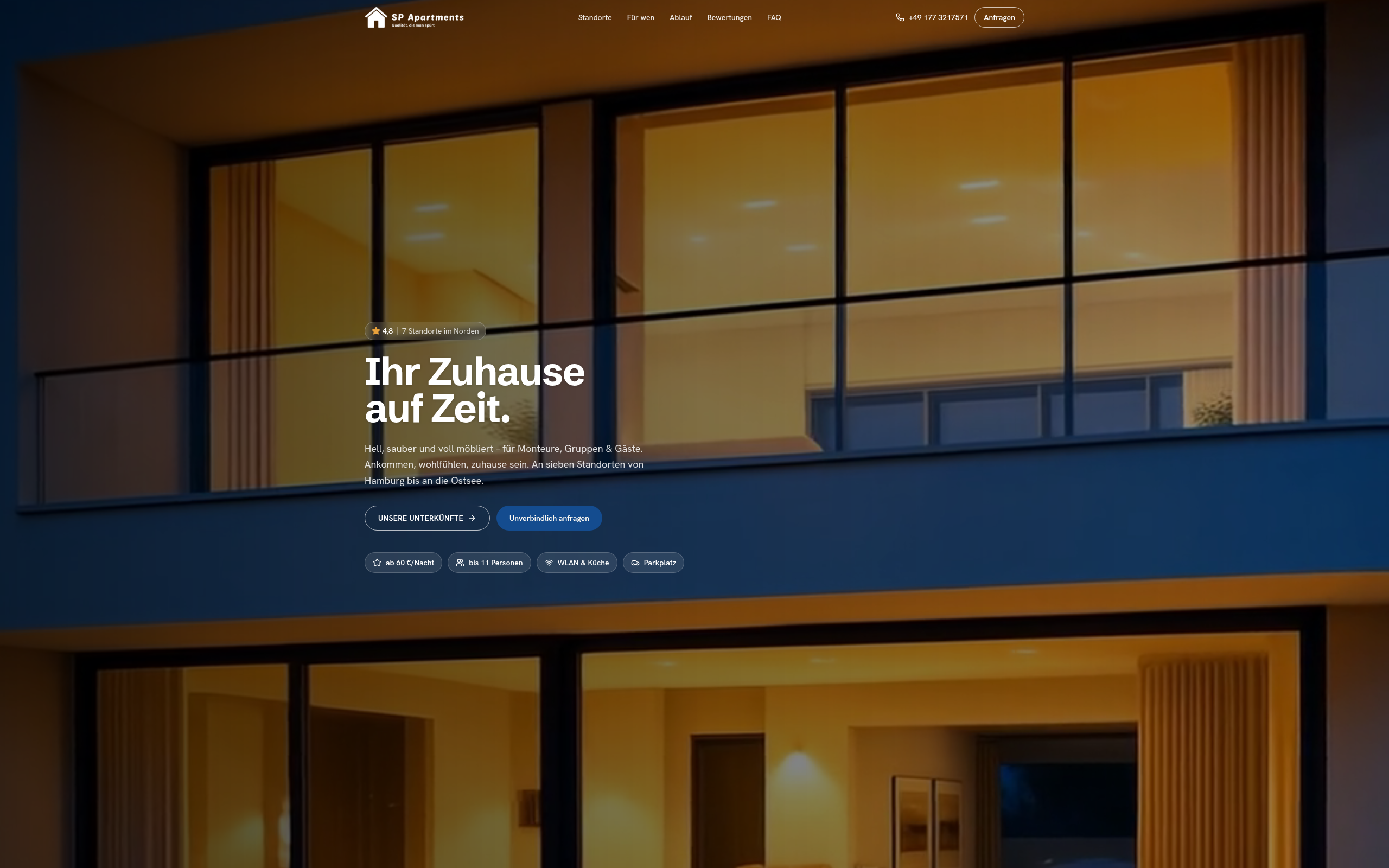 Kundenprojekt SP Apartments – Website von KP Webdesigns