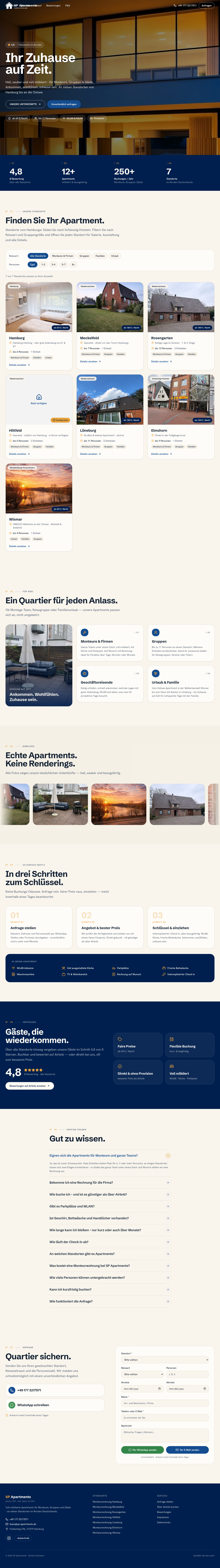 Komplette Website von SP Apartments, entwickelt von KP Webdesigns